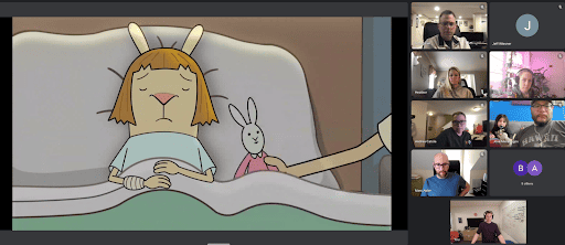 A zoom call showing of "El Deafo" attended by several Tamman employees. 