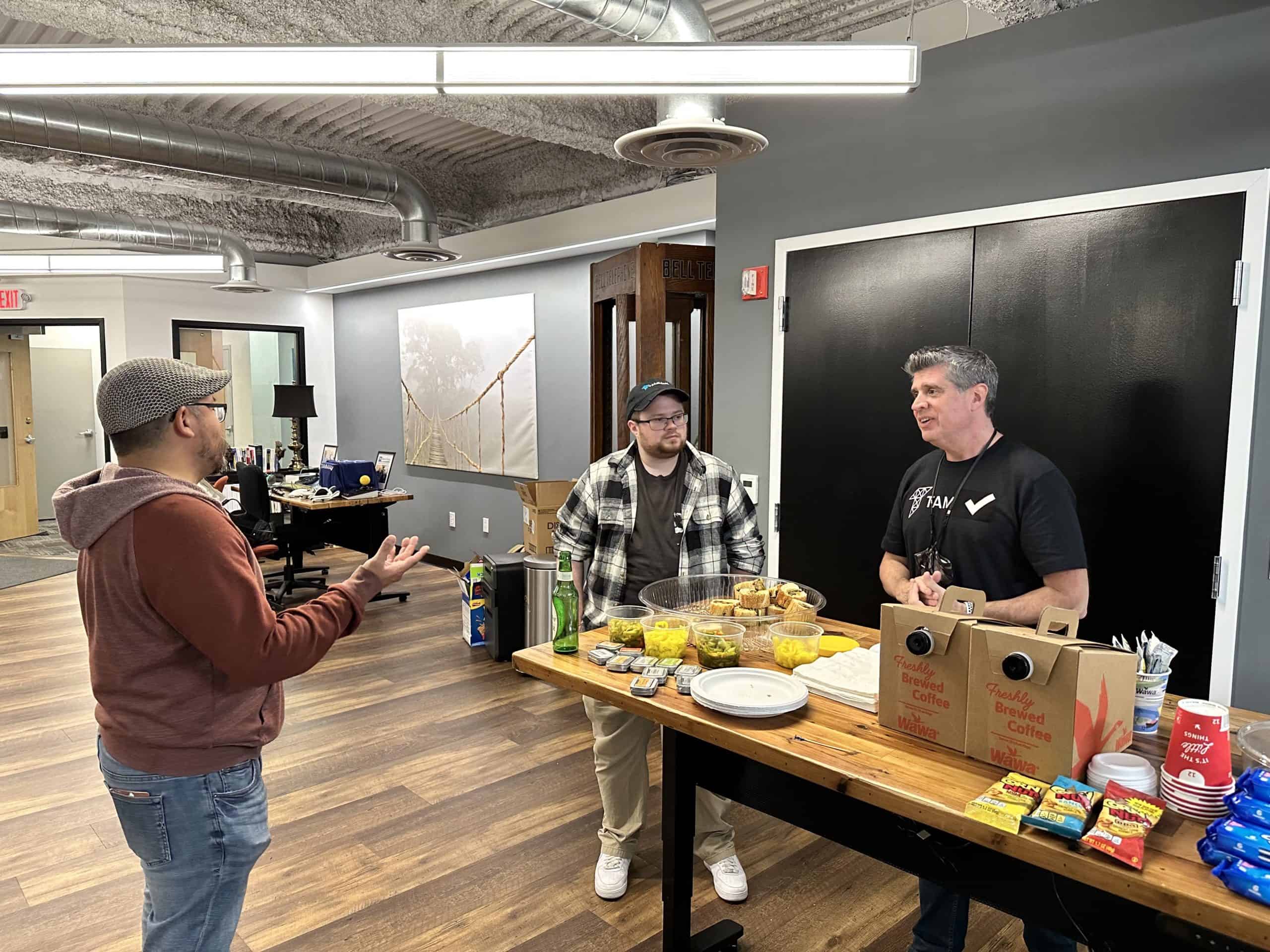CEO Jeff Tamburino gives snacks to co-workers