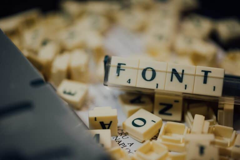 Scrabble tiles spelling out the word, 'font'