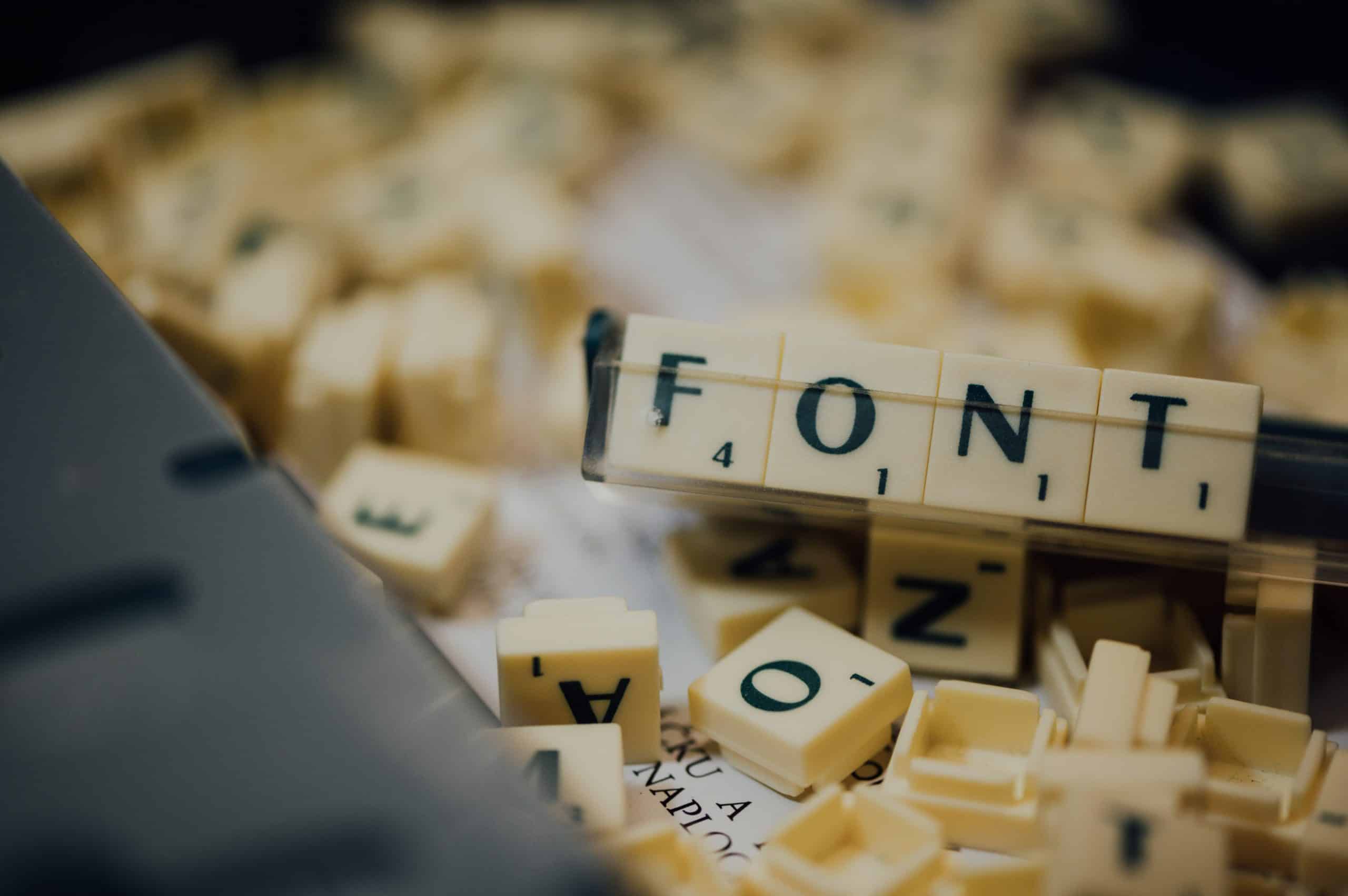 Scrabble tiles spelling out the word, 'font'