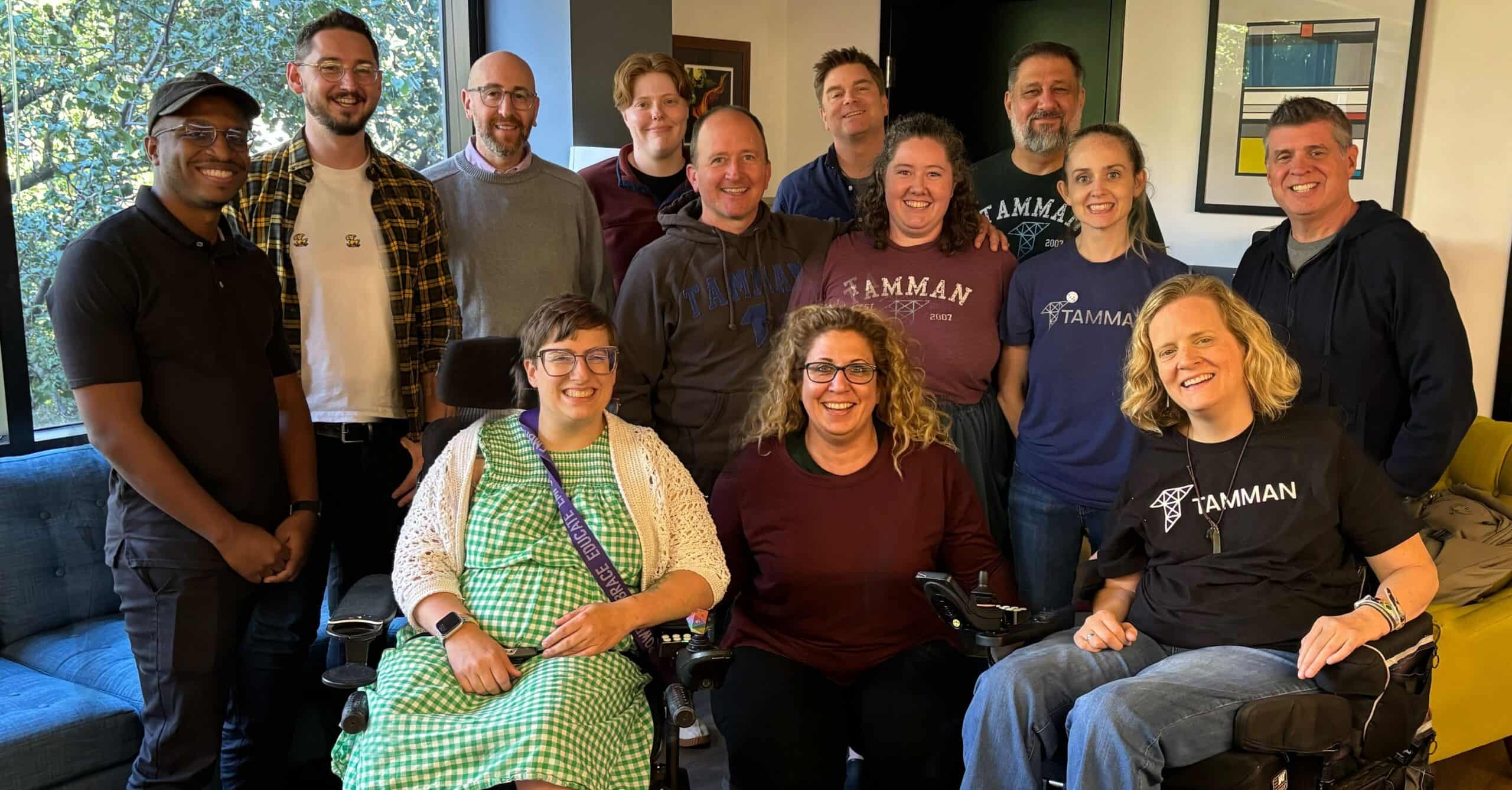 Over a dozen members of the Chax team.